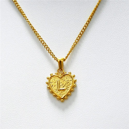Luxury 18k Gold Plated Heart L Initial Necklace