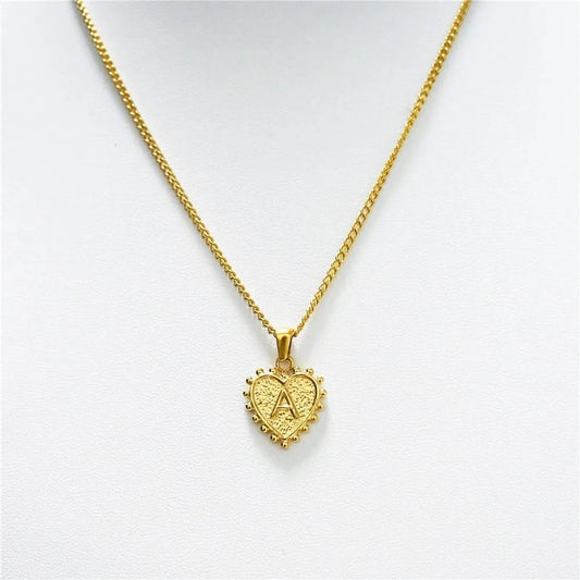 Luxury 18k Gold Plated Heart A Initial Necklace