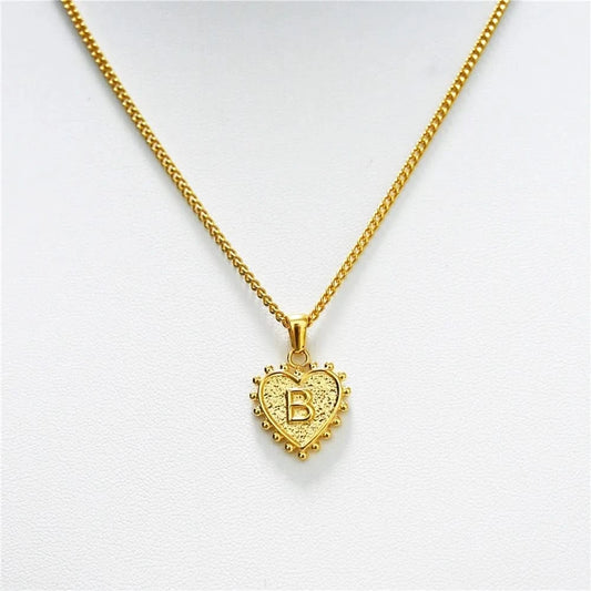 Luxury 18k Gold Plated Heart B Initial Necklace