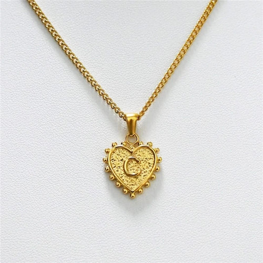 Luxury 18k Gold Plated Heart C Initial Necklace