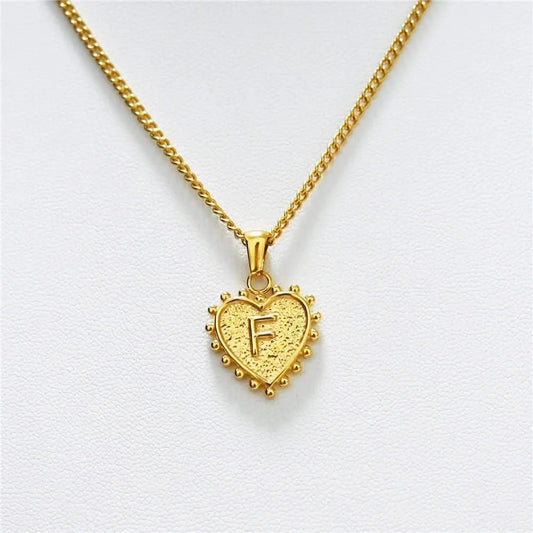 Luxury 18k Gold Plated Heart F Initial Necklace