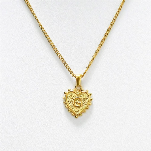 Luxury 18k Gold Plated Heart G Initial Necklace