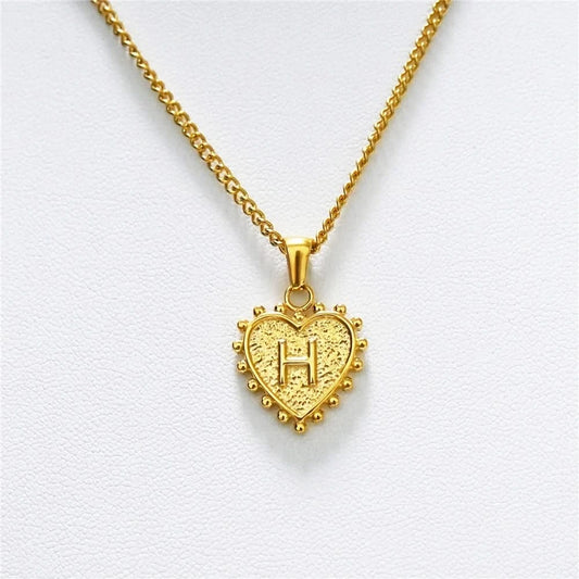 Luxury 18k Gold Plated Heart H Initial Necklace