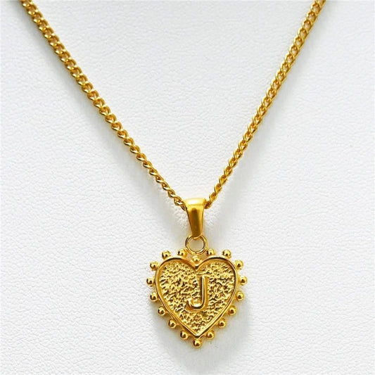 Luxury 18k Gold Plated Heart J Initial Necklace