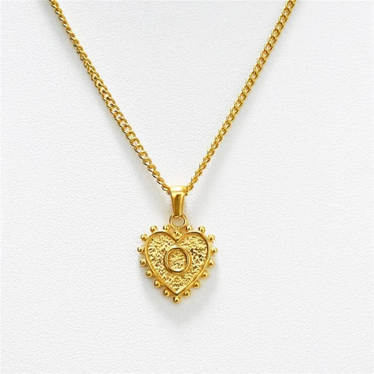 Luxury 18k Gold Plated Heart O Initial Necklace