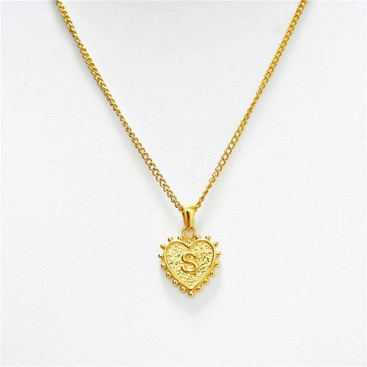 Luxury 18k Gold Plated Heart S Initial Necklace