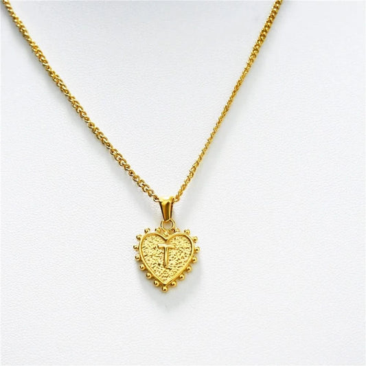 Luxury 18k Gold Plated Heart T Initial Necklace