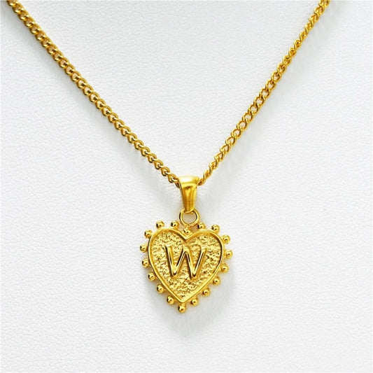 Luxury 18k Gold Plated Heart W Initial Necklace