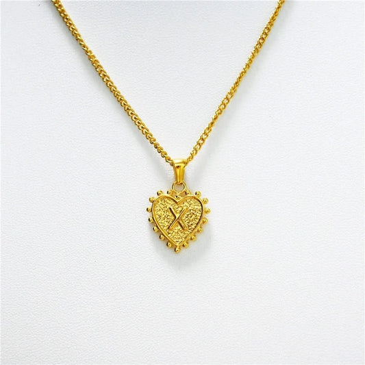 Luxury 18k Gold Plated Heart X Initial Necklace