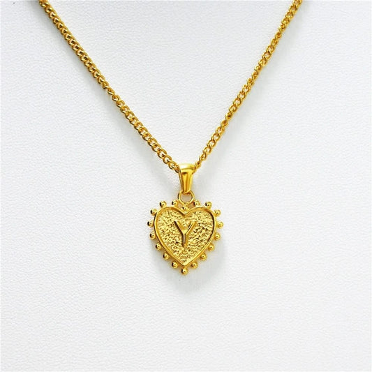 Luxury 18k Gold Plated Heart Y Initial Necklace