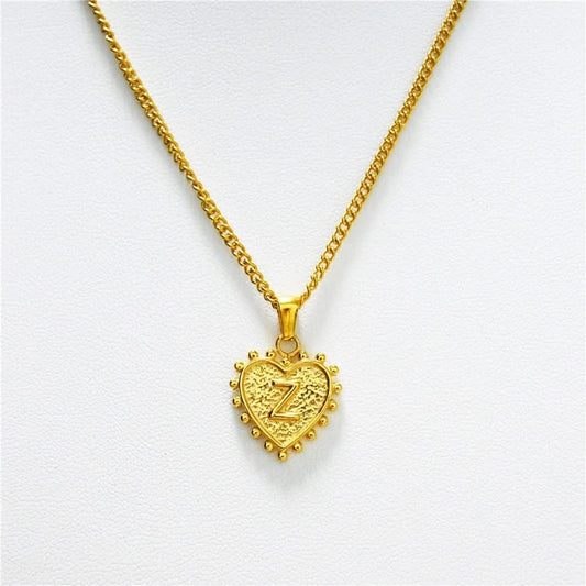 Luxury 18k Gold Plated Heart Z Initial Necklace