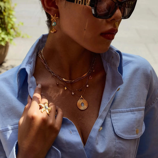 Luxury Stone Starfish Earrings – Summer Chic