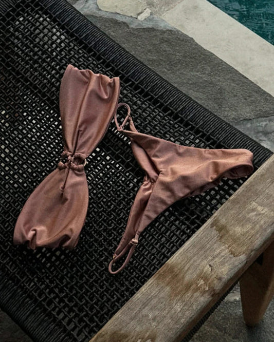 Mauve Bandeau Bikini Set - Sexy Swimwear