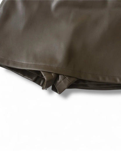Mini Faux Leather Skirt Brown 2