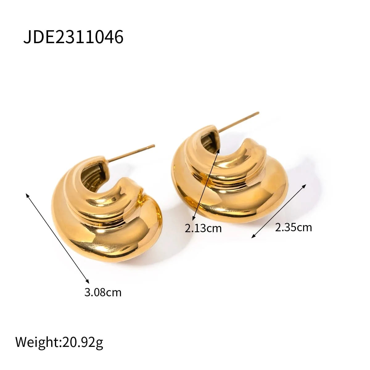 Modern Waves Earrings - Size details