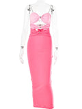 Elegant Hollow Out Sexy Maxi Dress for Women Robe Spaghetti Strap Sleeveless Long Dress Ladies Party Bodycon Sundress