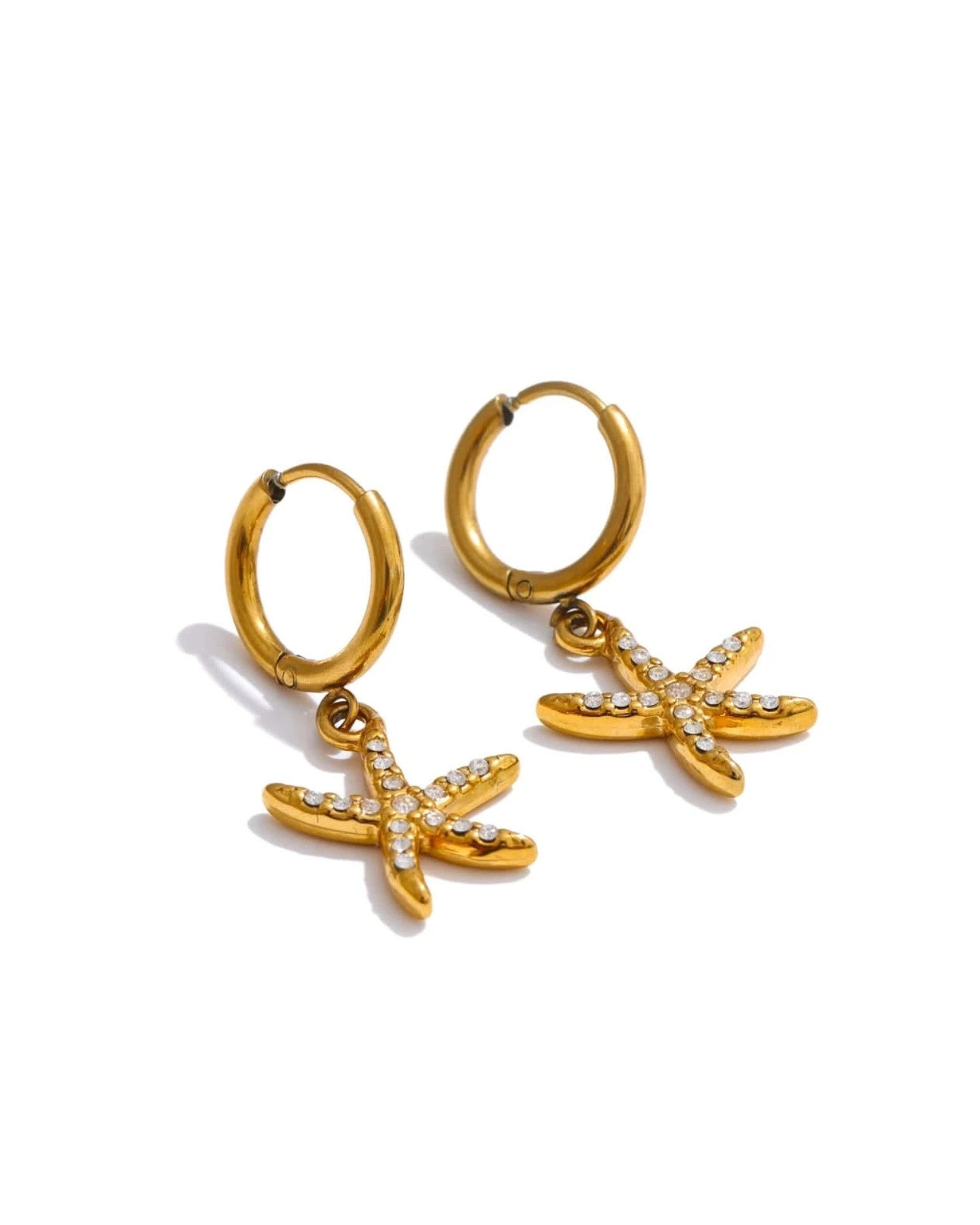 Ocean Starfish Hoop Earrings – Summer Bling Jewelry