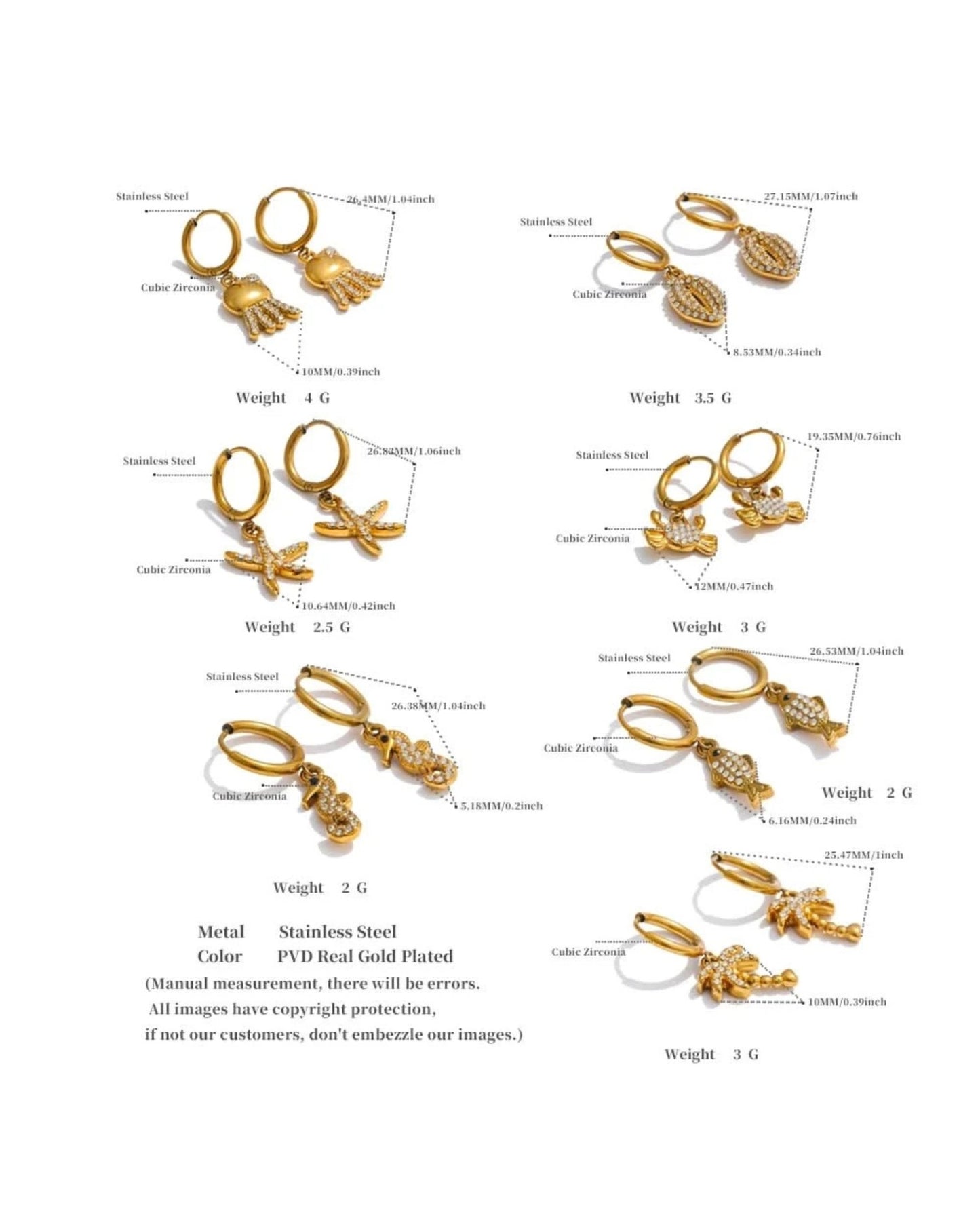 Ocean Starfish Hoop Earrings – Summer Bling Jewelry