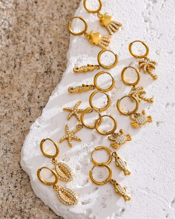 Ocean Starfish Hoop Earrings – Summer Bling Jewelry