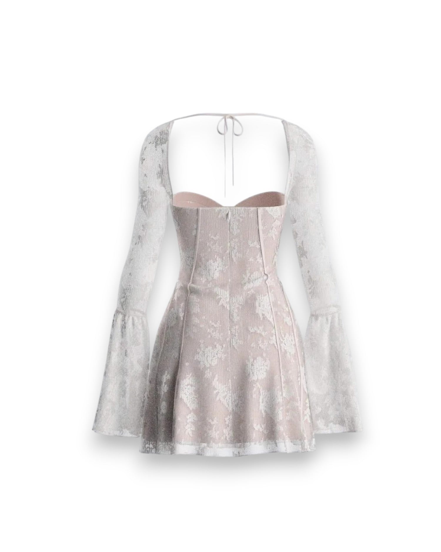 white lace long sleeve mini dress