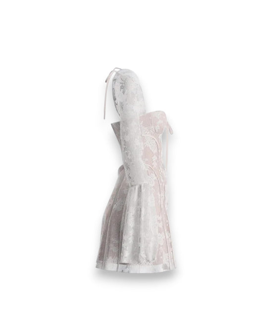white lace long sleeve mini dress