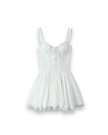 White Lace Up Corset Mini Dress
