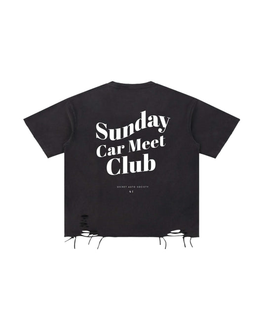 Sunday Car Meet Washed Raw-Hem Tee