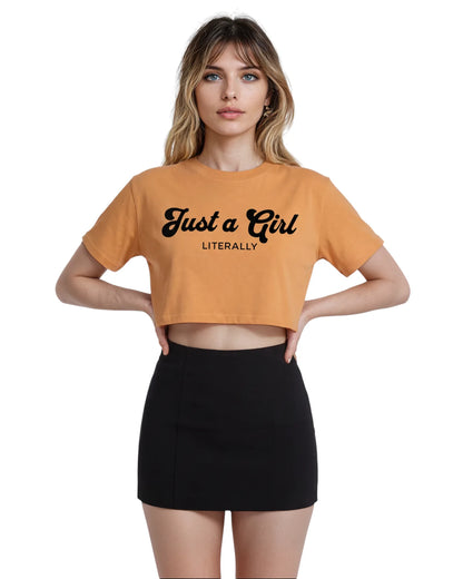 Just a Girl Orange Cropped Tee - Casual Cool Style