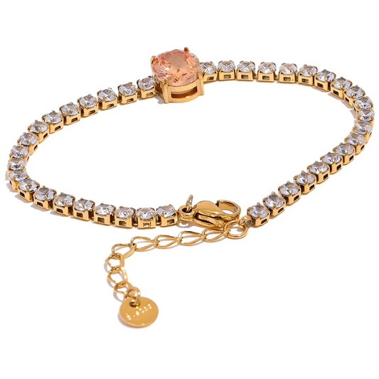 Orange Cubic Zirconia Tennis Bracelet