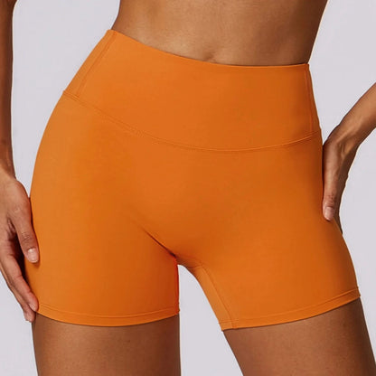 Orange High Waist Buttock Lifting Yoga Shorts