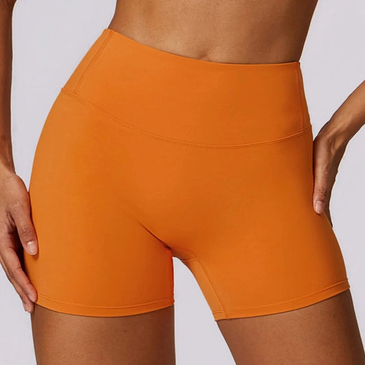 Orange High Waist Buttock Lifting Yoga Shorts
