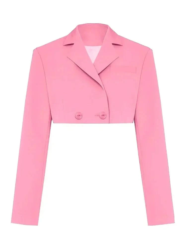 Pink Blazer Cropped Top
