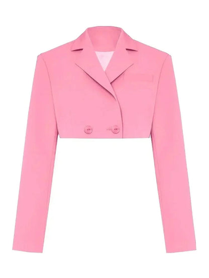 Pink Blazer Cropped Top