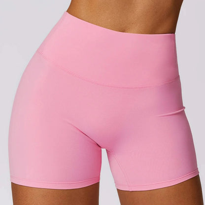 Pink High Waist Buttock Lifting Yoga Shorts