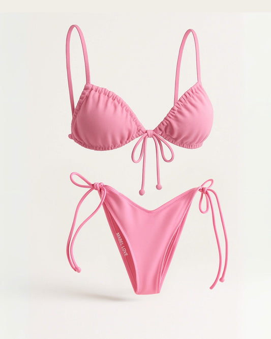 Pink Print Low Waist Bikini - Summer Swimwear