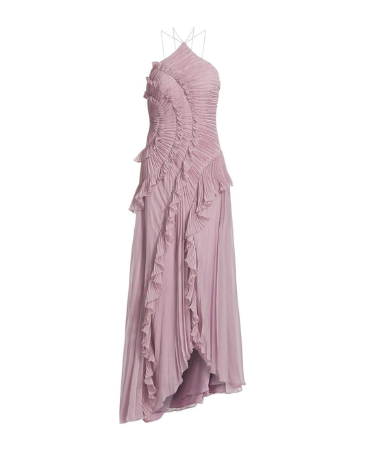 Pink Solid Square Neck Summer Dress
