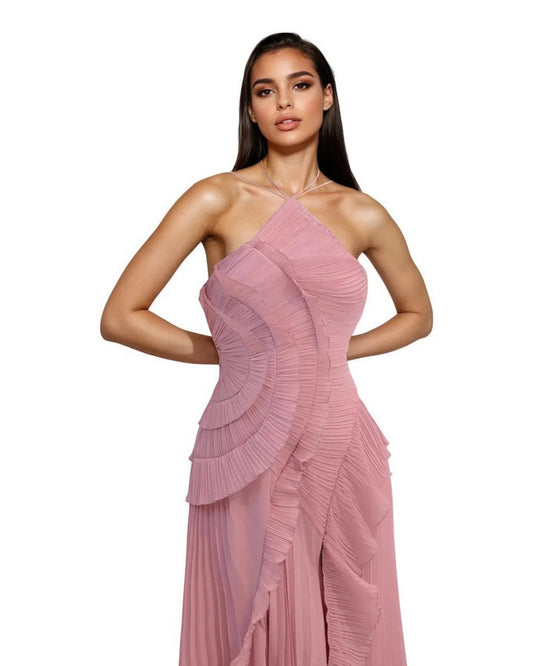 Pink Solid Square Neck Summer Dress