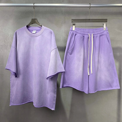 Purple Oversized T-shirt with Matching Shorts