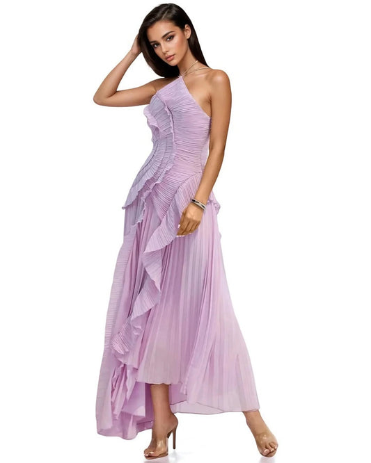Purple Solid Square Neck Summer Dress