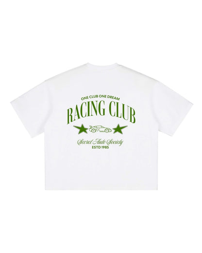 Racing Club Green Vintage Washed Boxy Tee - Casual Comfort Style