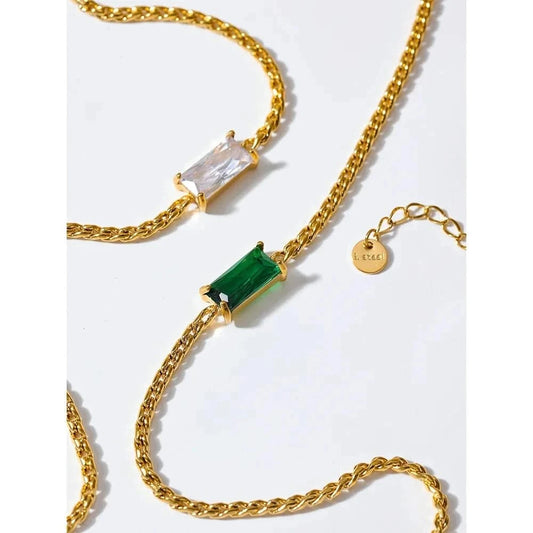 Rectangle Gemstone Pendant Necklaces