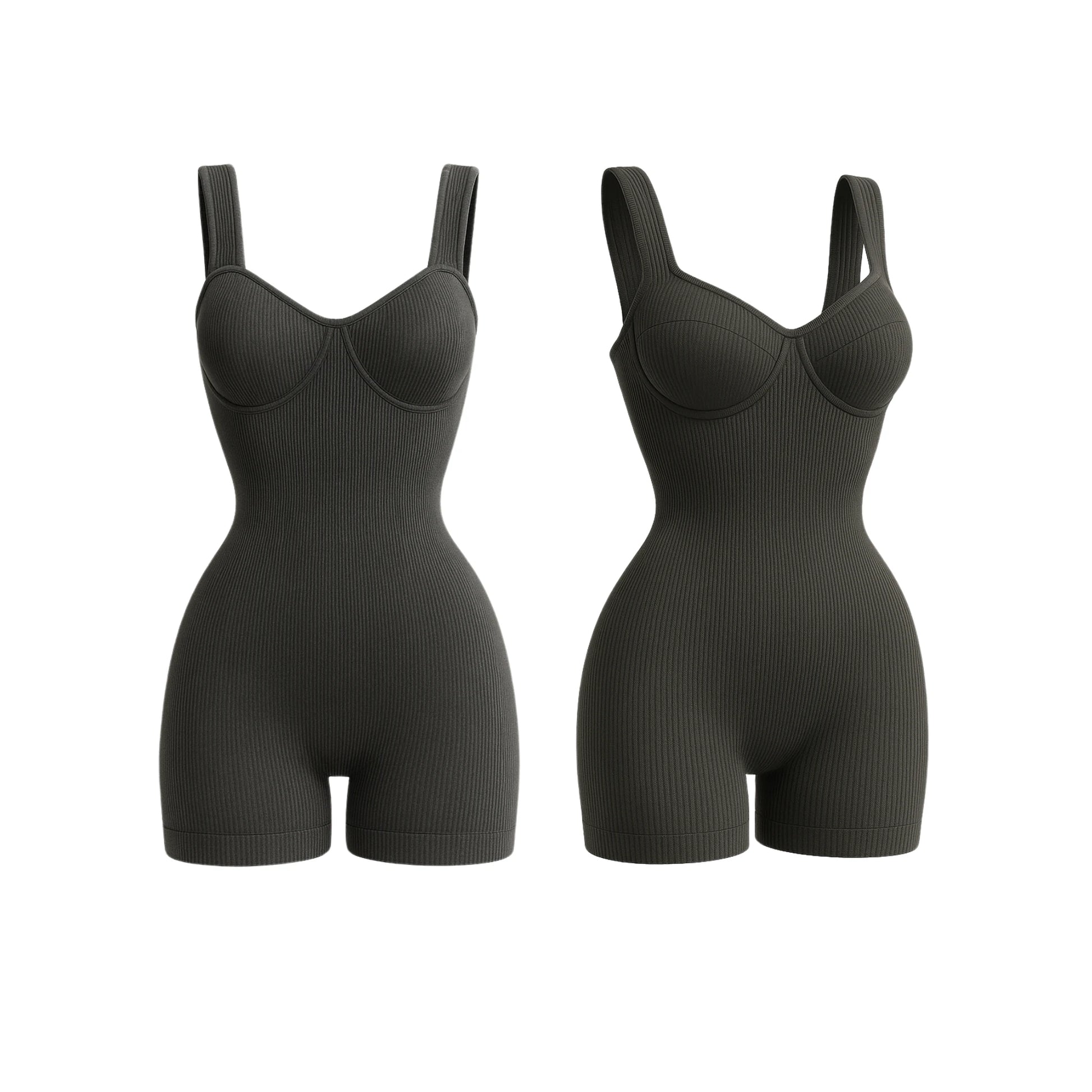 Black Ribbed Romper 