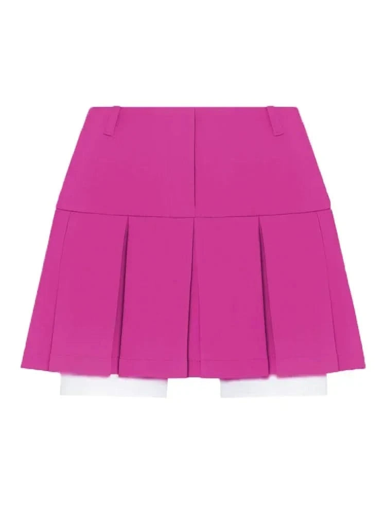 Rose Red Pink Pleated Skirt