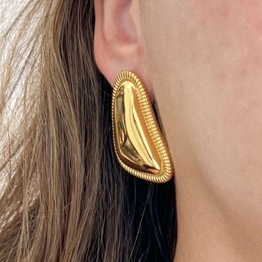 Irregular Trendy Gold Plated Triangle Stud Earrings