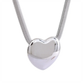 Platinum Color of Snake Chain Necklace with Heart Pendant