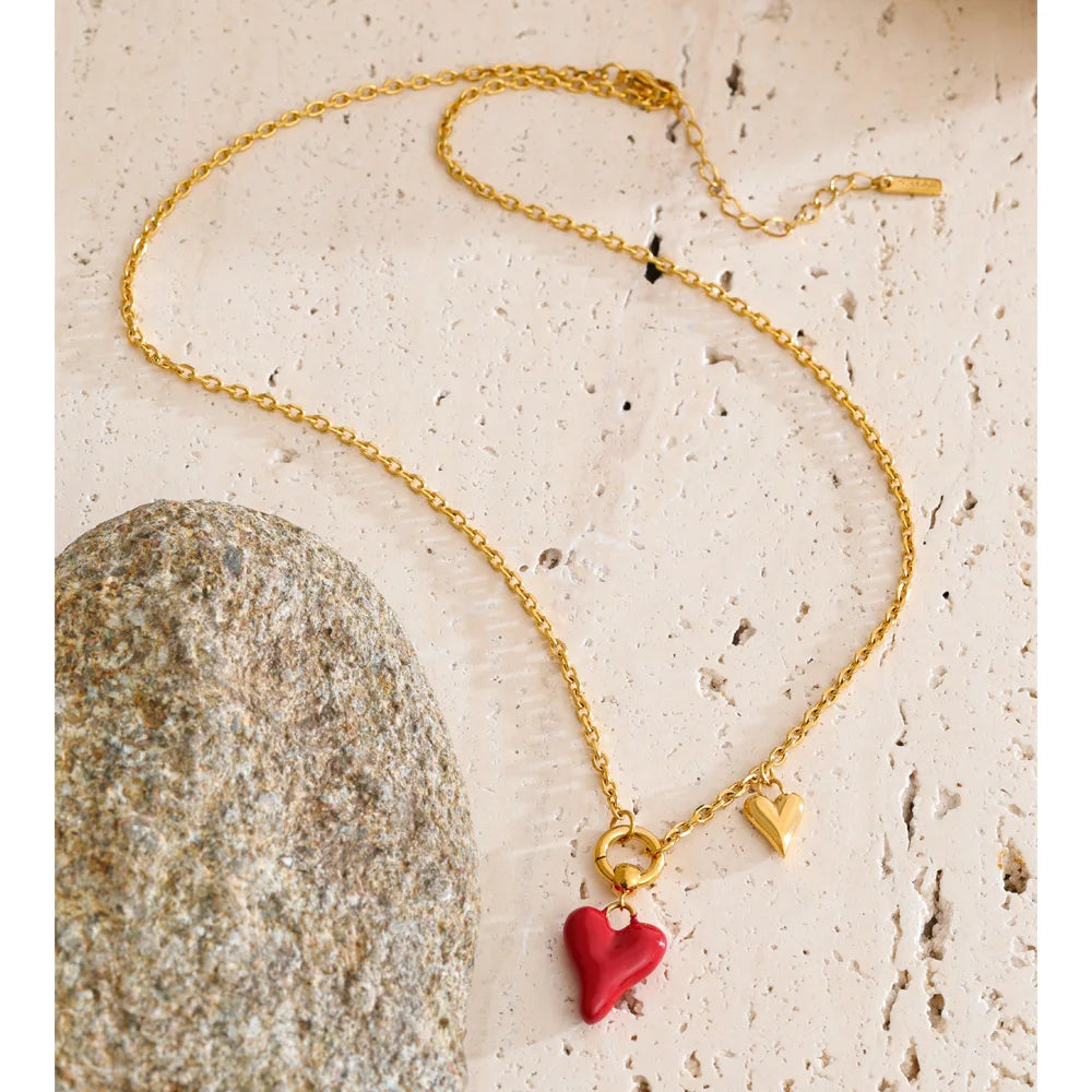 Enamel Heart Drop Necklace product image 6 of 16