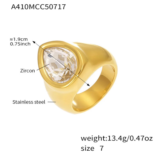 5A Zircon Water Drop Rings – Elegant Party Jewelry - additional view 5