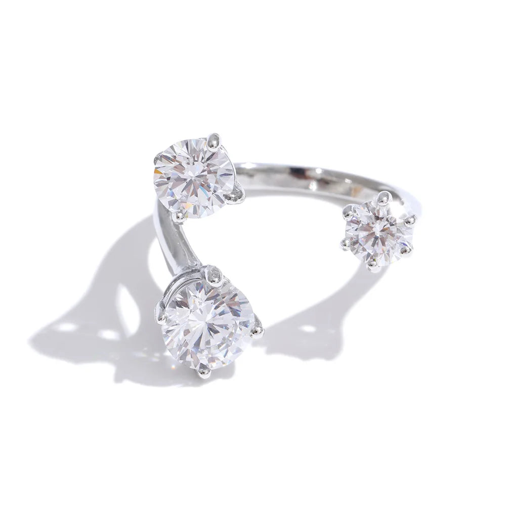 Lucie Cubic Zirconia Adjustable Ring Stainless Steel Gift