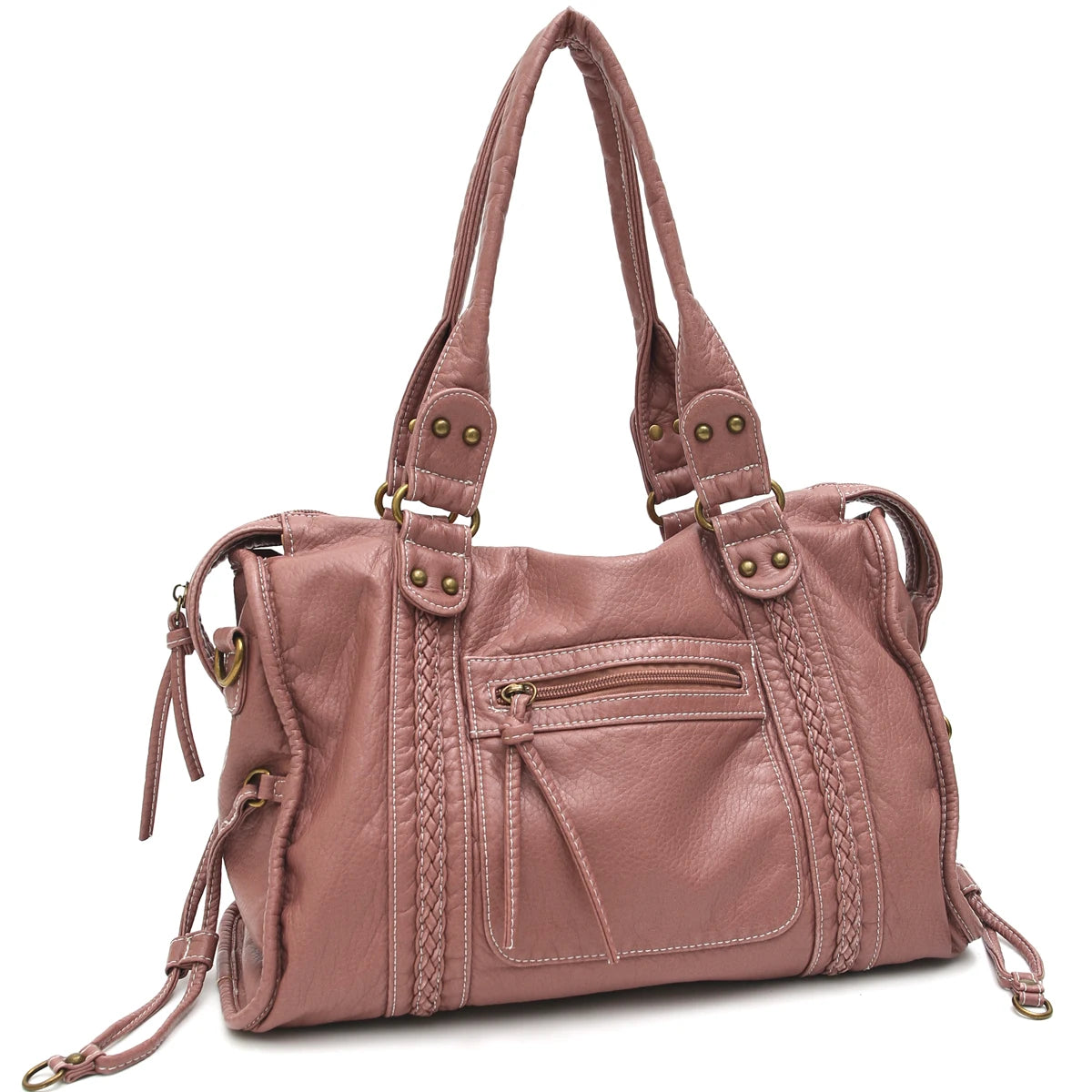 Washed PU Shoulder Tote Bag