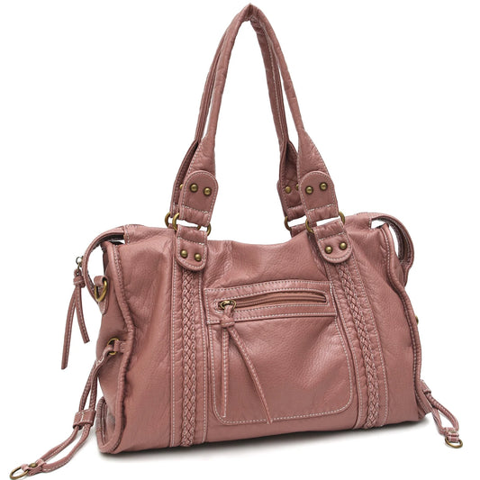 Washed PU Shoulder Tote Bag
